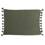 Cotton Knit Throw w/ Tassels, Olive Green