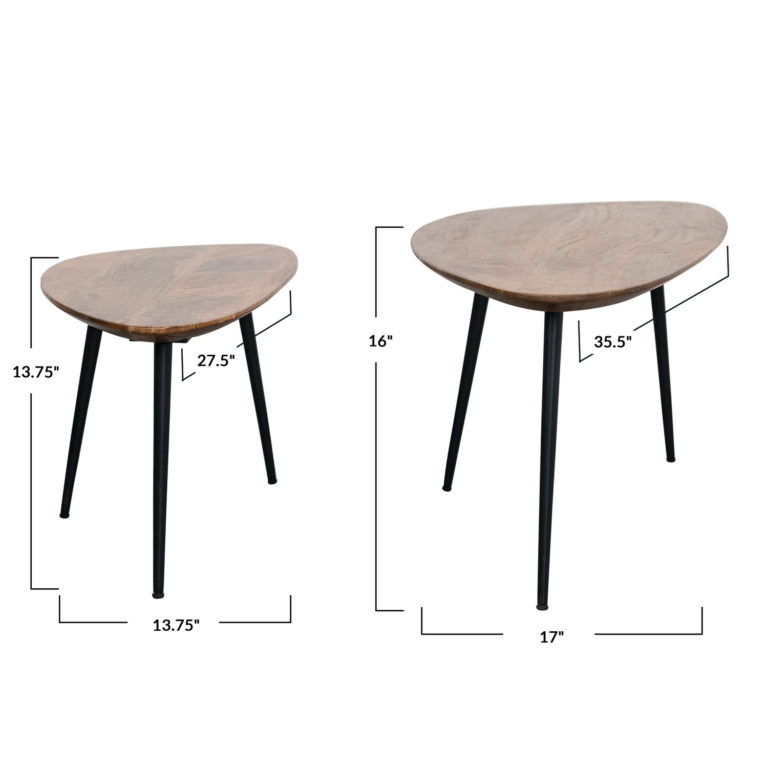 Set of 2 Mango Wood & Metal Organic Shaped Nesting Tables - Image 2