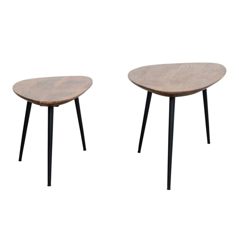 Set of 2 Mango Wood & Metal Organic Shaped Nesting Tables - Image 8