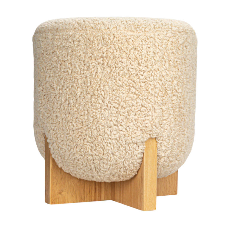 Bouclé Fabric Upholstered Ottoman - Image 3