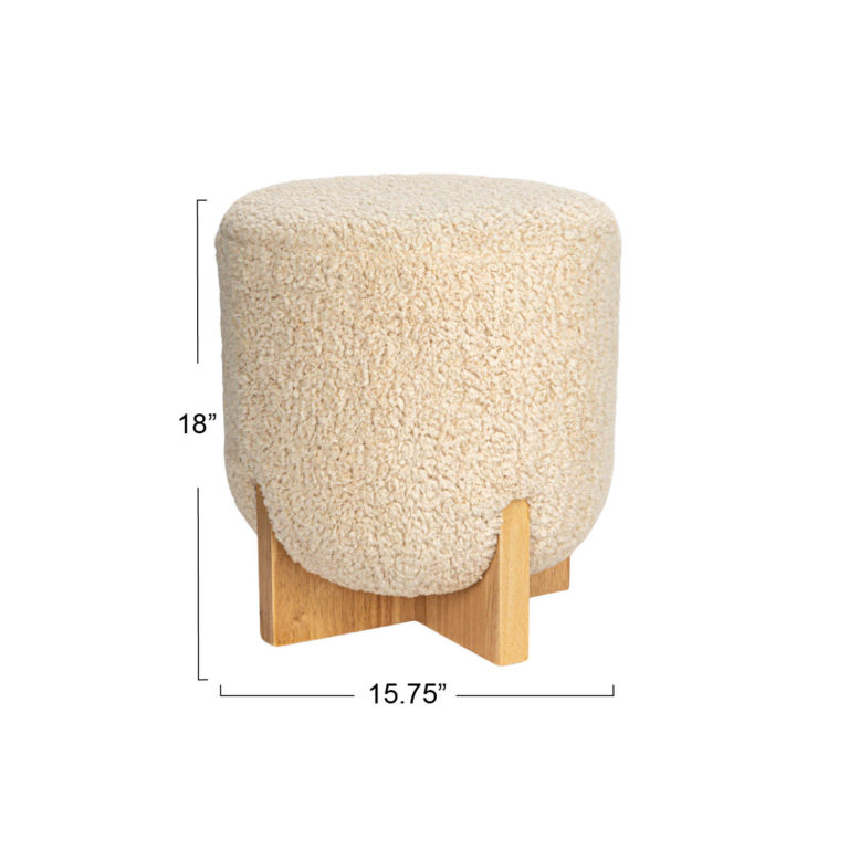 Bouclé Fabric Upholstered Ottoman - Image 2