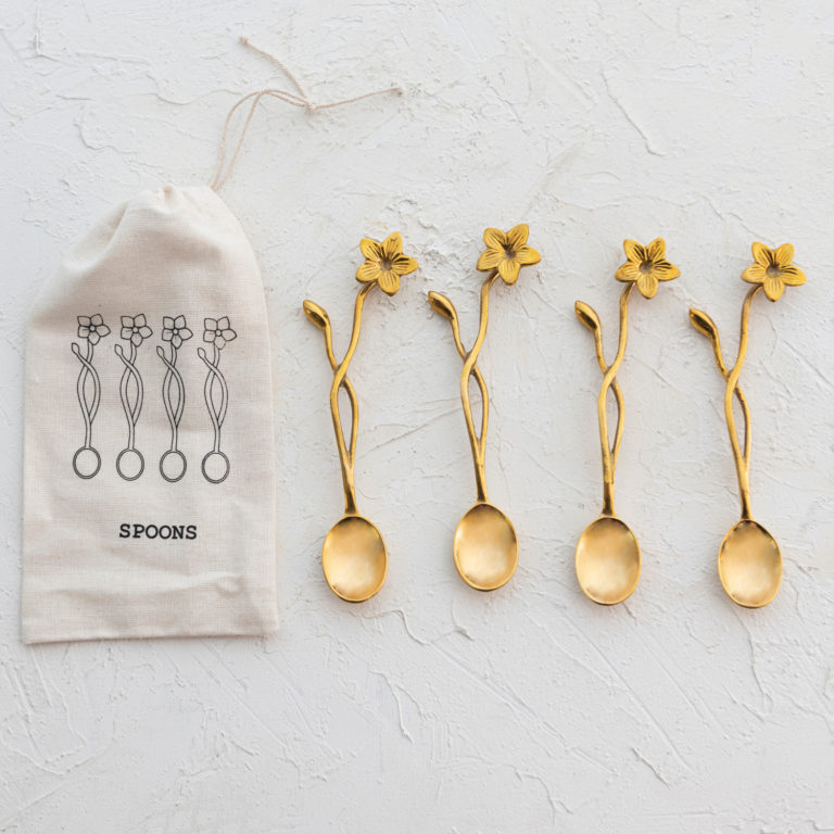 Set of 4 Brass Spoons - Image 2