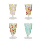 Hand-Blown Stemmed Confetti Drinking Glass 8 oz.