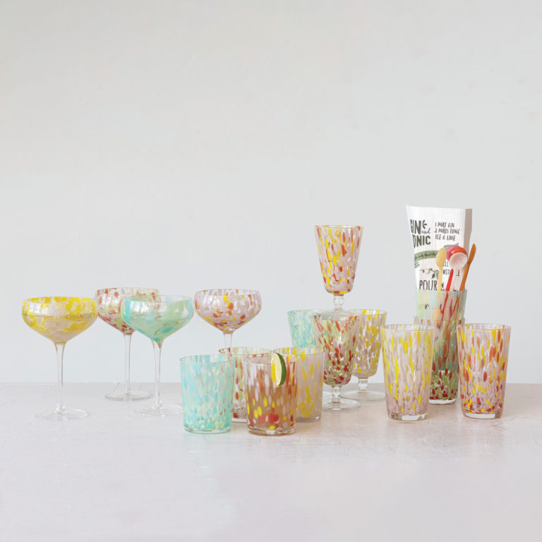 Hand-Blown Stemmed Confetti Drinking Glass 8 oz. - Image 3