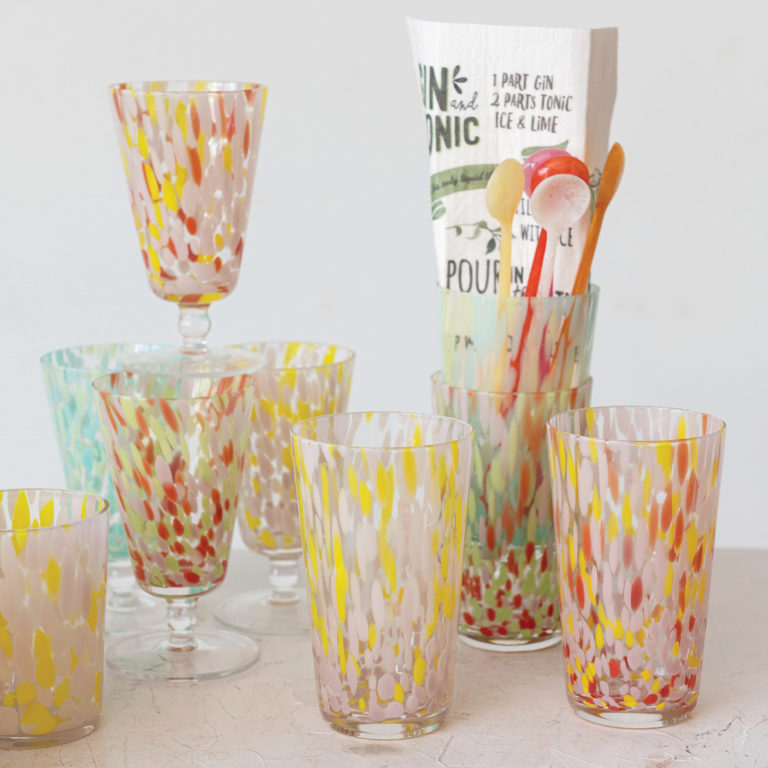 Hand-Blown Stemmed Confetti Drinking Glass 8 oz. - Image 2