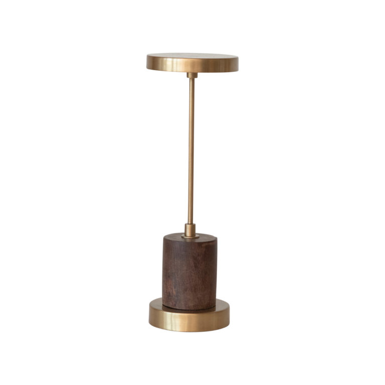 Rechargable Metal & Mango Wood LED Table Lamp