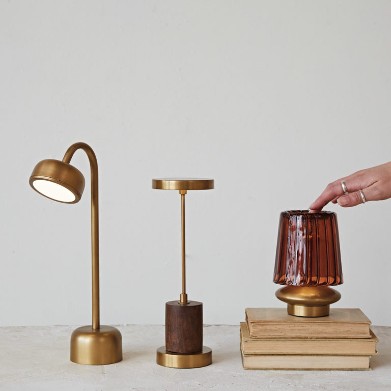 Rechargable Metal & Mango Wood LED Table Lamp - Image 3