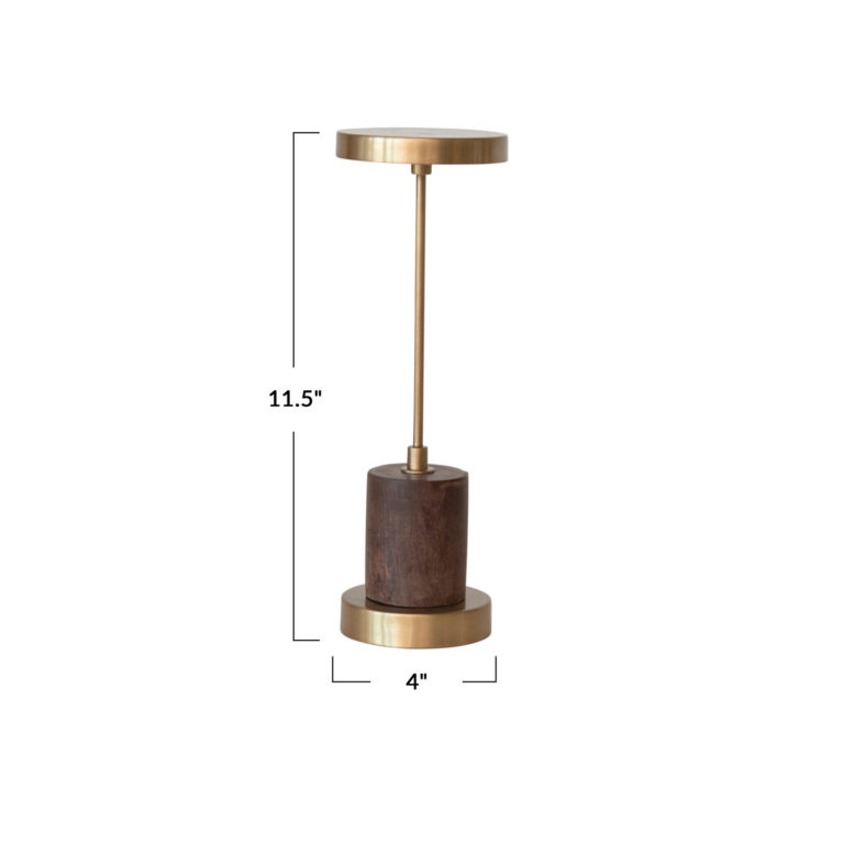 Rechargable Metal & Mango Wood LED Table Lamp - Image 2