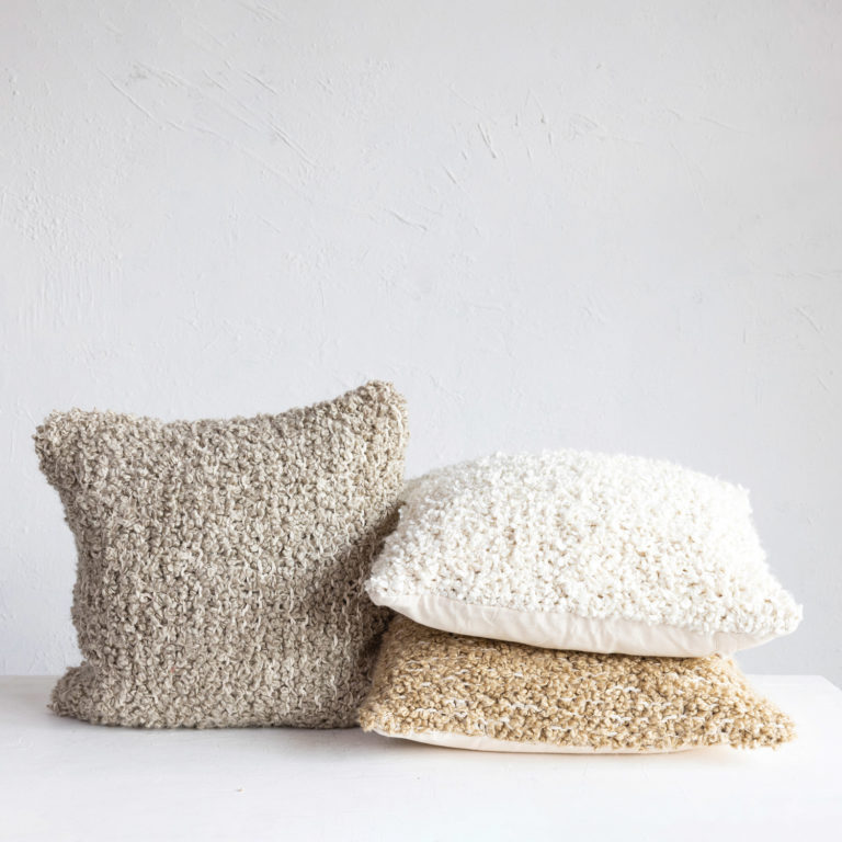 Woven Cotton Blend Bouclé Pillow - Image 6