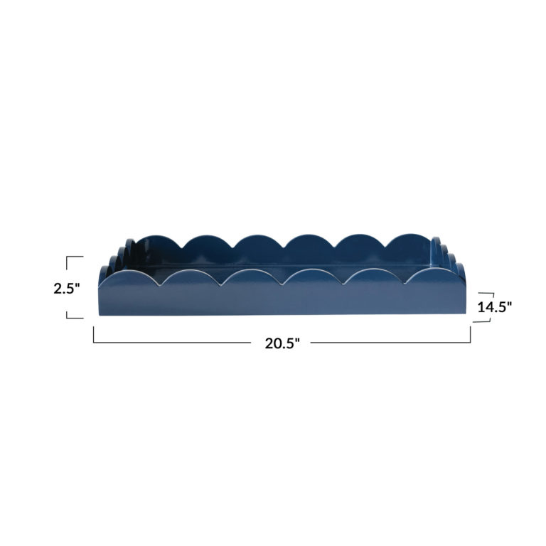 Navy Lacquered Scalloped Tray - Image 2