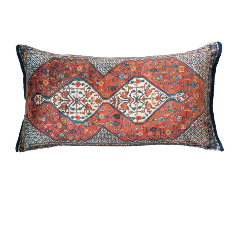 Carpet Pattern Cotton Blend Velvet Lumbar Pillow