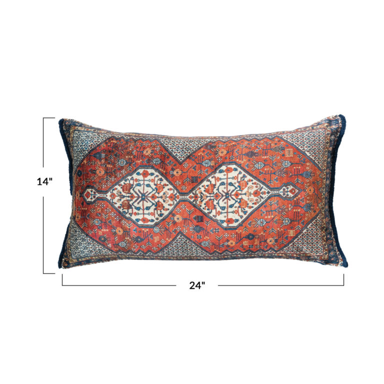 Carpet Pattern Cotton Blend Velvet Lumbar Pillow - Image 2