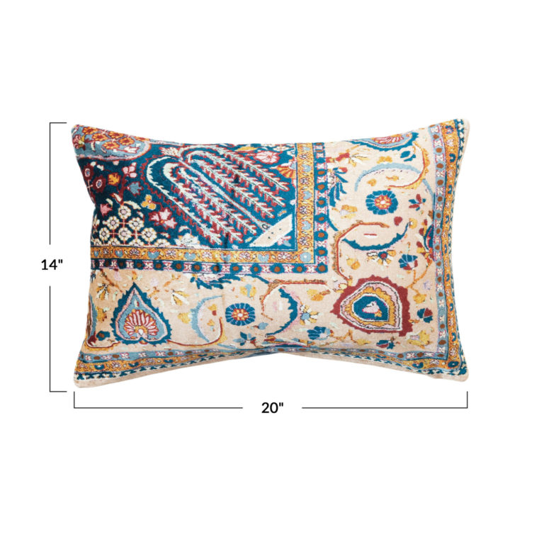 Carpet Pattern Cotton Blend Velvet Lumbar Pillow - Image 2