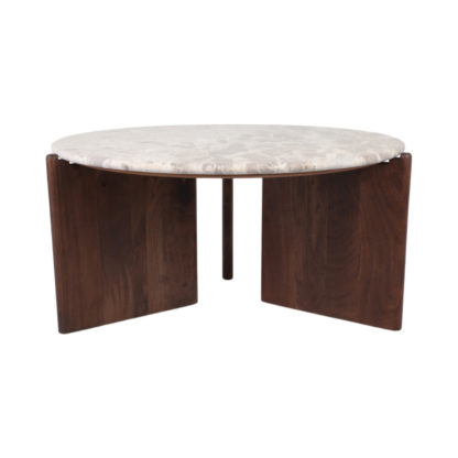 SOMERSET MARBLE AND WOOD COFFEE TABLE