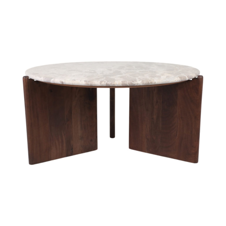 SOMERSET MARBLE AND W OOD COFFEE TABLE