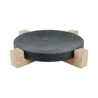 ARCHER LARGE GREEN MARBLE AND TRAVERTINE TRAY