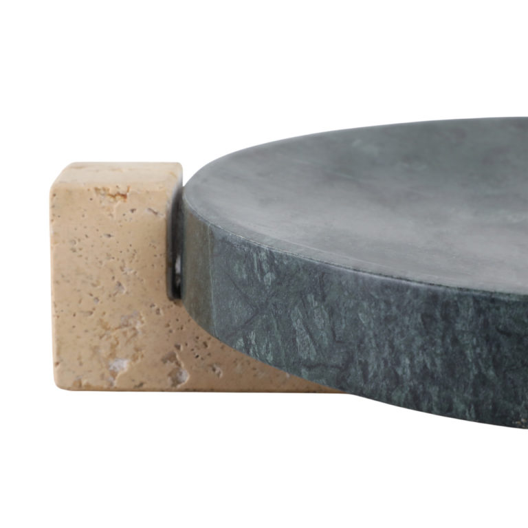 ARCHER LARGE GREEN MARBLE AND TRAVERTINE TRAY - Image 2