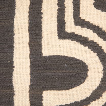 Cotton Slub Lumbar Pillow with Embroidered Tribal Design - Image 3